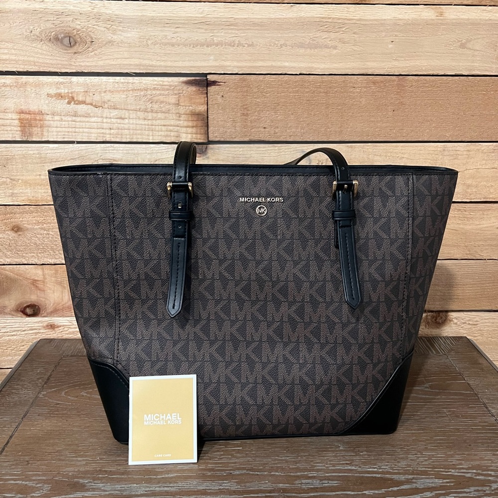 NWT Michael Kors Aria brown/black tote